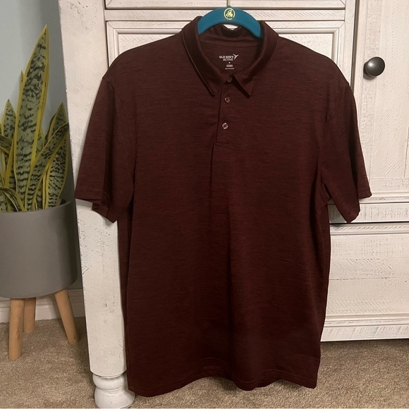 Men’s Active Go Dry Dark Red Heathered Performance Polo Medium - Picture 1 of 7